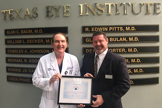 Our Doctors Recieving Our Dry Eye Center of Excellence Award