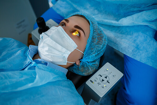 Woman Being Prepped For Bladeless LASIK Surgery